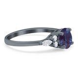 Art Deco Round Natural Stone Wedding Ring