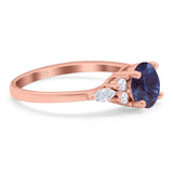 Art Deco Round Natural Stone Wedding Ring