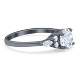 Art Deco Round Natural Stone Wedding Ring