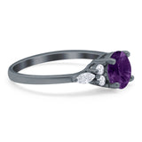 Art Deco Round Natural Stone Wedding Ring