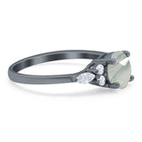 Art Deco Round Natural Stone Wedding Ring