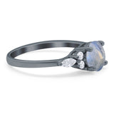 Art Deco Round Natural Stone Wedding Ring