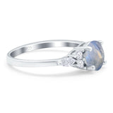 Art Deco Round Natural Stone Wedding Ring