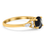 Art Deco Round Natural Stone Wedding Ring