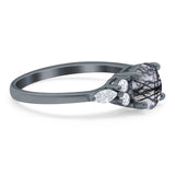 Art Deco Round Natural Stone Wedding Ring