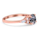 Art Deco Round Natural Stone Wedding Ring