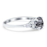 Art Deco Round Natural Stone Wedding Ring