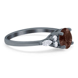 Art Deco Round Natural Stone Wedding Ring