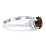 Art Deco Round Natural Stone Wedding Ring