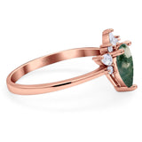 Pear Teardrop Natural Stone Wedding Ring