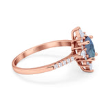 Oval Natural Stone Floral  Ring