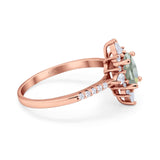 Oval Natural Stone Floral  Ring