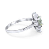 Oval Natural Stone Floral  Ring