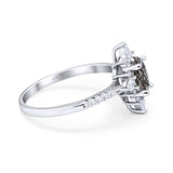 Oval Natural Stone Floral  Ring