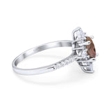 Oval Natural Stone Floral  Ring