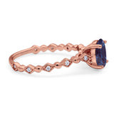 Art Deco Oval Natural Stone Solitaire Ring