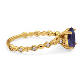 Art Deco Oval Natural Stone Solitaire Ring