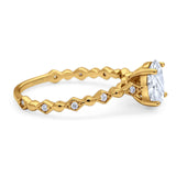 Art Deco Oval Natural Stone Solitaire Ring