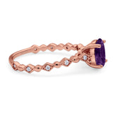 Art Deco Oval Natural Stone Solitaire Ring