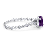 Art Deco Oval Natural Stone Solitaire Ring