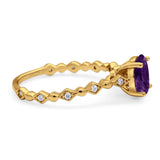 Art Deco Oval Natural Stone Solitaire Ring