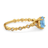 Art Deco Oval Natural Stone Solitaire Ring