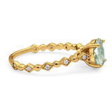 Art Deco Oval Natural Stone Solitaire Ring