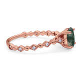 Art Deco Oval Natural Stone Solitaire Ring