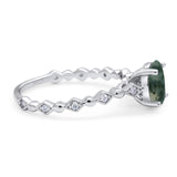 Art Deco Oval Natural Stone Solitaire Ring