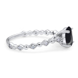 Art Deco Oval Natural Stone Solitaire Ring