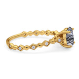 Art Deco Oval Natural Stone Solitaire Ring