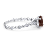 Art Deco Oval Natural Stone Solitaire Ring