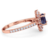 Art Deco Round Natural Stone Floral Ring