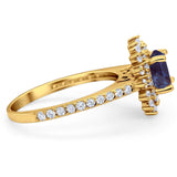 Art Deco Round Natural Stone Floral Ring