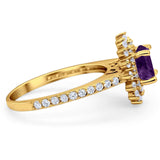 Art Deco Round Natural Stone Floral Ring