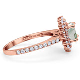 Art Deco Round Natural Stone Floral Ring