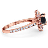 Art Deco Round Natural Stone Floral Ring