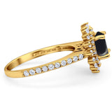 Art Deco Round Natural Stone Floral Ring