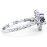 Art Deco Round Natural Stone Floral Ring