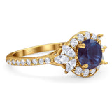 Vintage Style Round Natural Stone Flower Ring