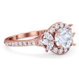 Vintage Style Round Natural Stone Flower Ring