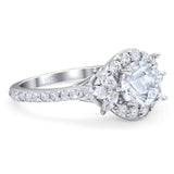 Vintage Style Round Natural Stone Flower Ring