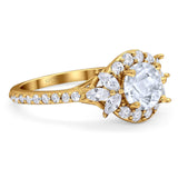 Vintage Style Round Natural Stone Flower Ring