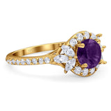 Vintage Style Round Natural Stone Flower Ring