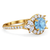 Vintage Style Round Natural Stone Flower Ring