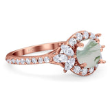 Vintage Style Round Natural Stone Flower Ring