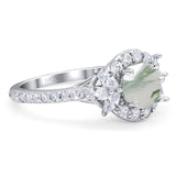 Vintage Style Round Natural Stone Flower Ring