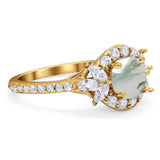 Vintage Style Round Natural Stone Flower Ring