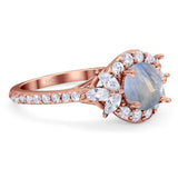 Vintage Style Round Natural Stone Flower Ring