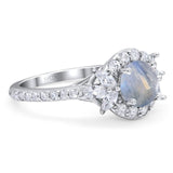 Vintage Style Round Natural Stone Flower Ring